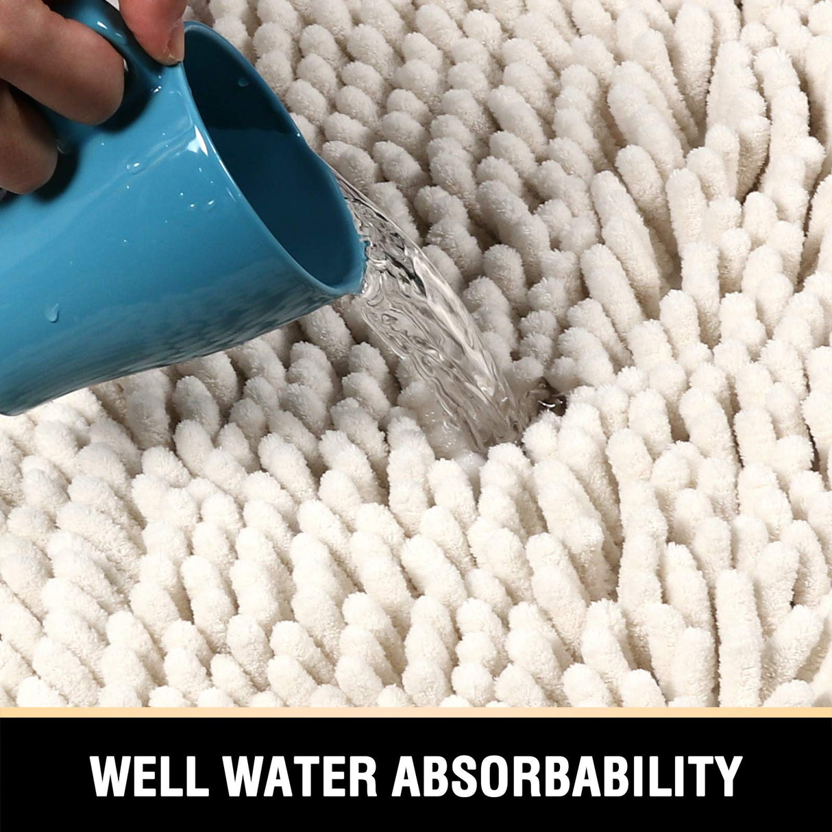 PrinceDeco Bathroom Rugs Bath Mats for Bathroom Non Slip Chenille Bathroom Rug Mat and Absorbent Shaggy Rugs Washable Dry Fast Plush Area Carpet Mats - (2 PCS - 51cm x 81cm / 43cm x 61cm), Ivory