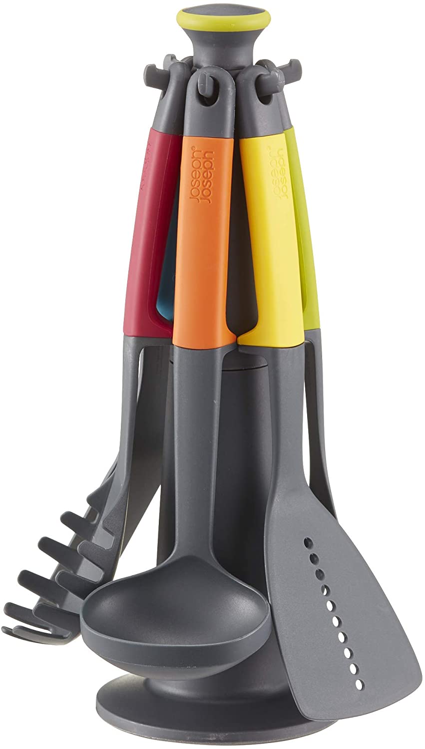 6 Pieces Kitchen Utensil Set with Storage Carousel, Multicolor
