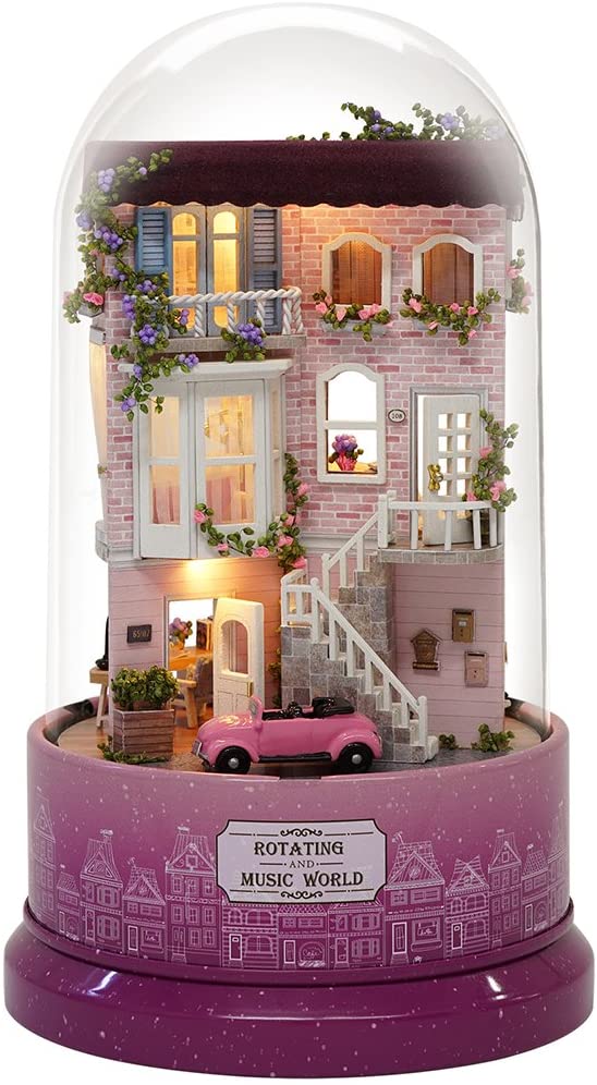 DIY Dollhouse Miniature with Furniture Kit-Pink