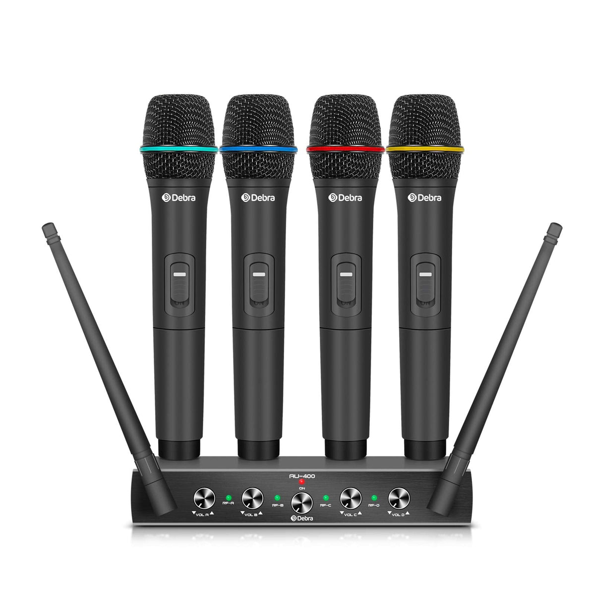 Debra Audio AU400 4-Channel UHF Microphone System – 4 Handheld Mics