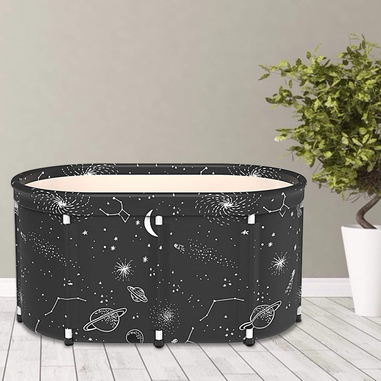 Portable Bathtub Foldable Soaking Bath Tub Thickening to Keep Temperature, Freestanding Bathtub for Adults, Home Bathroom Spa Hot Ice Bath Easy to Install, 43"x 25"x 20", Black