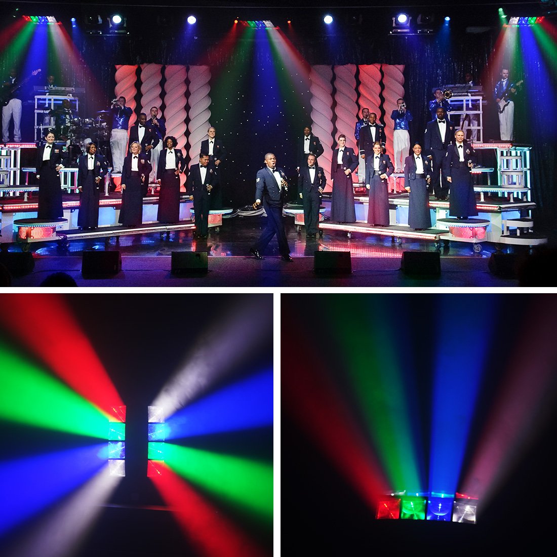 Party Lights DJ/Disco Lights, 8x3W Mini Spider Moving Head LED Beam Stage Light RGBW, Sound Activated/DMX-512 Control for Party, bar, Celebration, Concert, Club