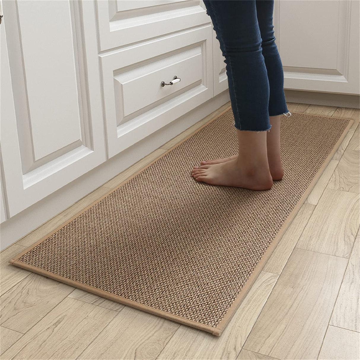 Kitchen Floor Mats, Sink Kitchen Absorbent Rugs and Mats, Non-Skid Kitchen Mat, Standing Mat Washable (44X75cm (17"x29"), Oats)