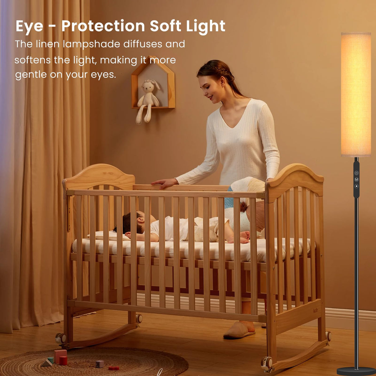 Floor Lamp for Living Room, 3 Color Temperature Modern Standing Lamp with Lampshade, Dimmable LED Pole Lamps with Remote Control, 1.6 Meter Minimalist Tall Lamp for Living Room Bedroom Office