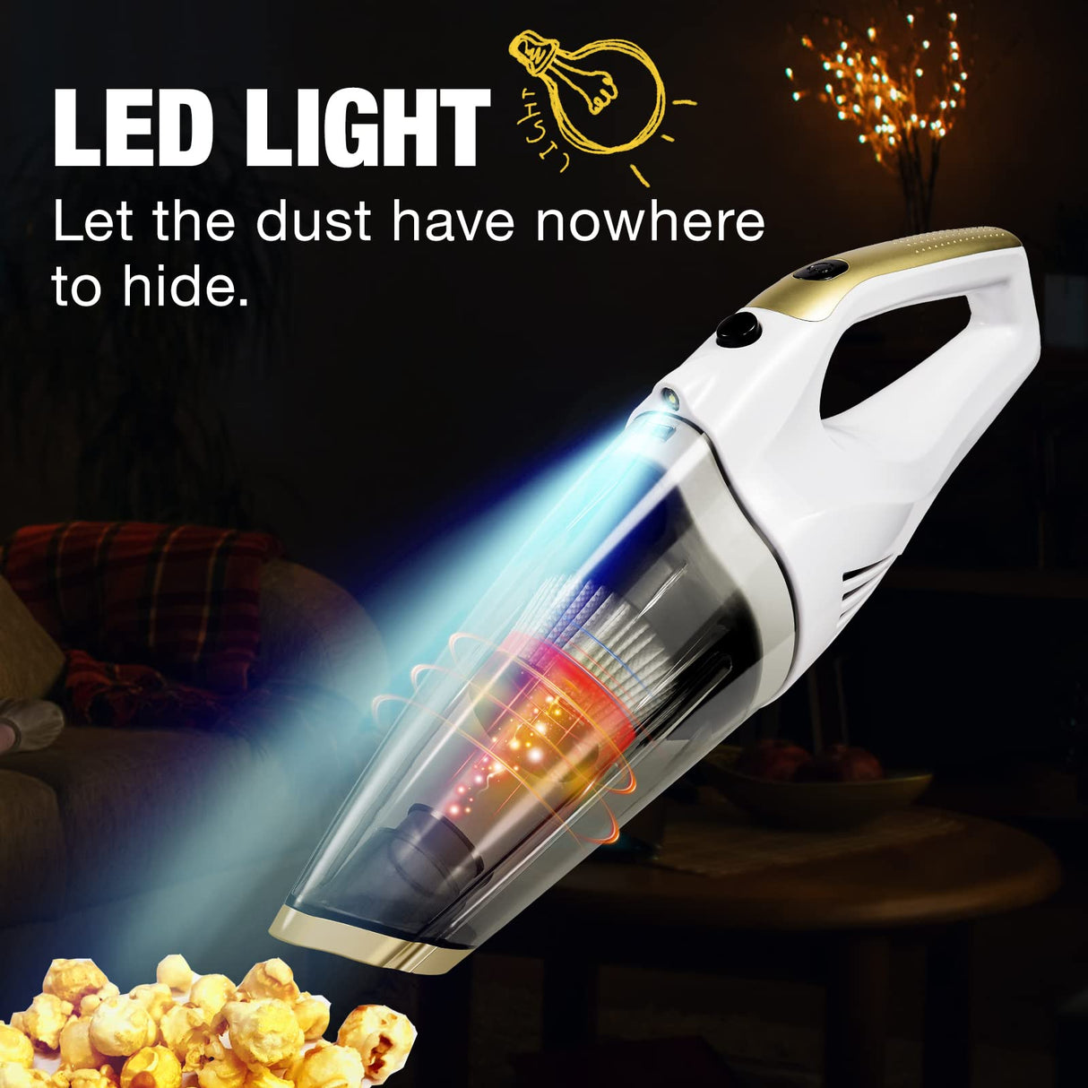 Handheld Vacuum Cordless, Upgraded 8000PA Super Suction Power Car Vacuum for Wet & Dry Clean, Portable Vacuum Cleaner 2000mAh Lithium Battery, 12V Vac for Home and Car Cleaning