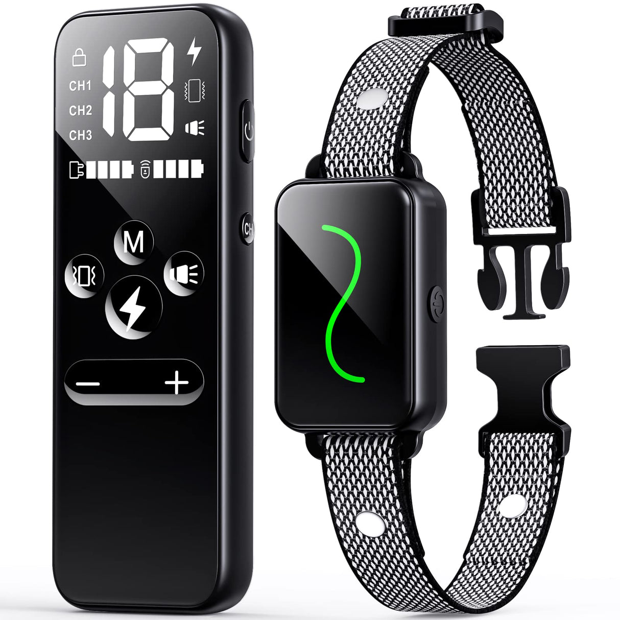 Dog Training Collar, Rechargeable Shock Collar for Dogs with Vibration, Electric Shock, Beep, Security Lock, Remote and Waterproof for Small, Medium, Large Dogs