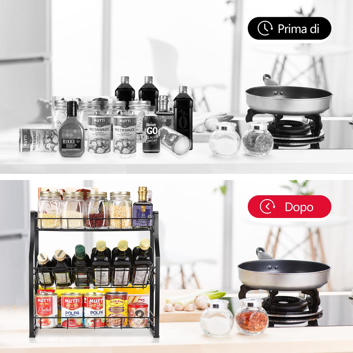 Spice Rack - 3 Tiers Countertop Kitchen Organizer Storage Rack Seasoning Storage Basket, Workbench Storage Basket, 17" x 7" x 16.5".