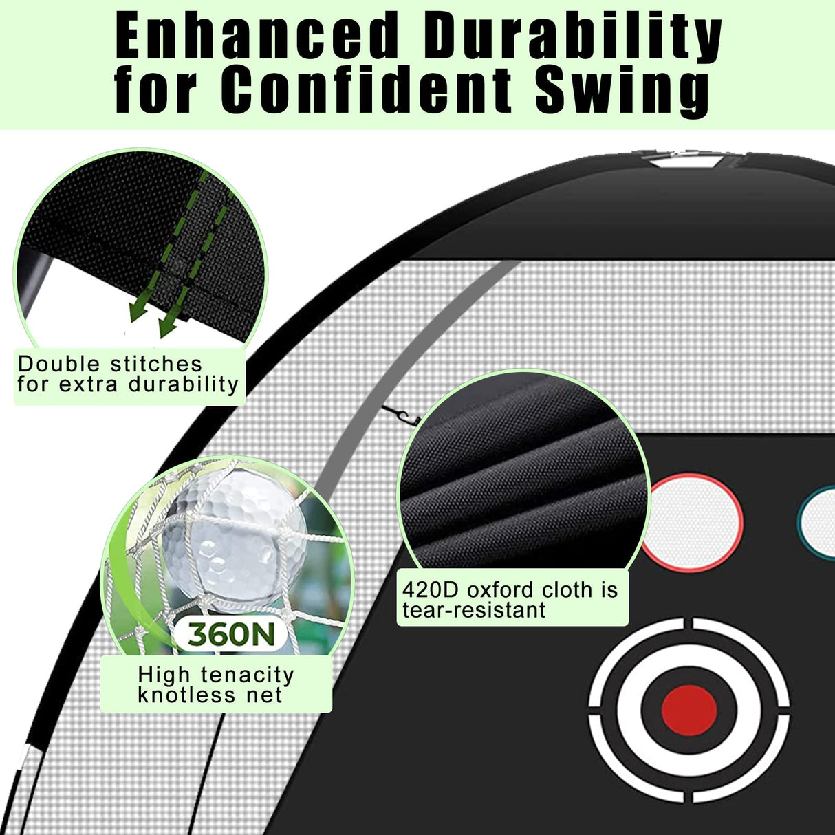 Golf Net, 10x7x3ft Golf Hitting Practice Nets Kit | with 2 Golf Training Mats, Including One for Swing Detection | Target Cloth, 15 Golf Tees, 12 Golf Balls | Driving Range for Backyard & Indoor