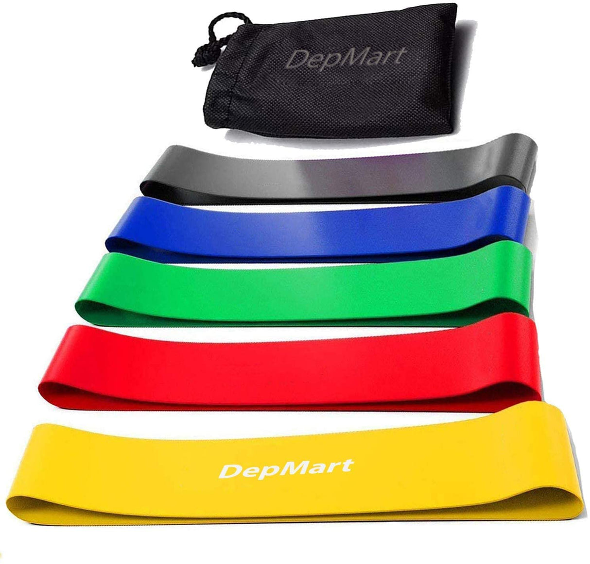 Resistance Bands - Set of 5 Rubber Latex Exercise Bands, Resistance Loops Workout Fitness Band for Physical Therapy, Legs, Butt Booty Bands, Home Fitness, Glutes, Yoga, Stretching with Carry Bag