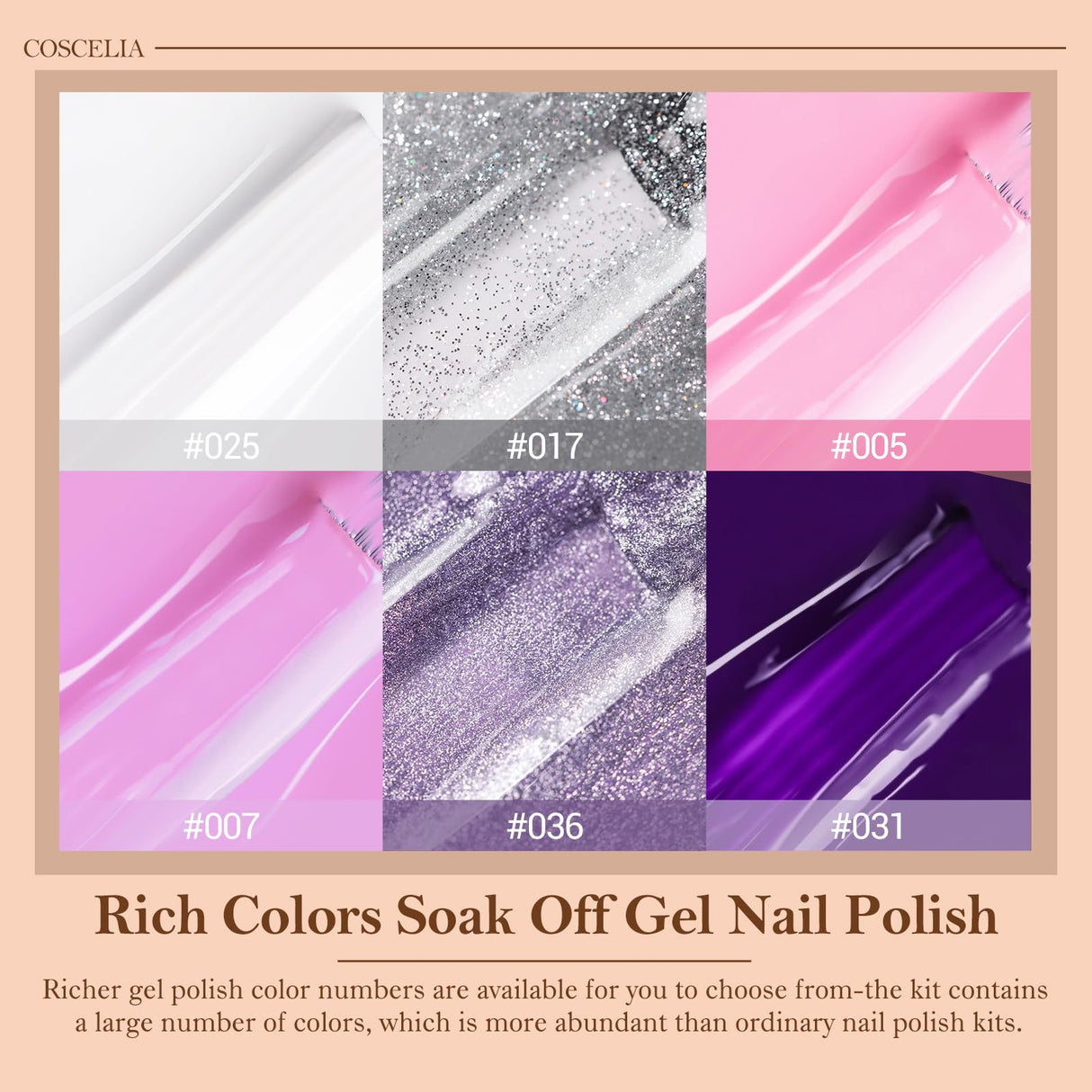 Gel Nail Starter Kit with U V Nail Light 6 Colors Gel Nail Polish Purple Pink Color with Base Coat Glossy Coat Gel Nail Rhinestone Decoration Manicure Tools for Nail Salon DIY at Home