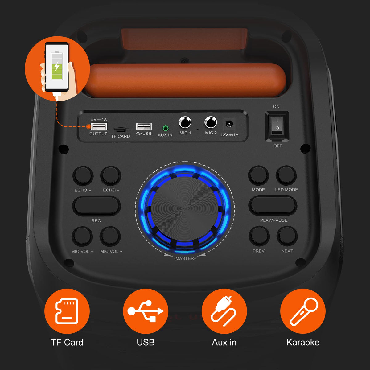JYX T9 Dual 8-Inch Trolley Karaoke Speaker with 2 Microphones