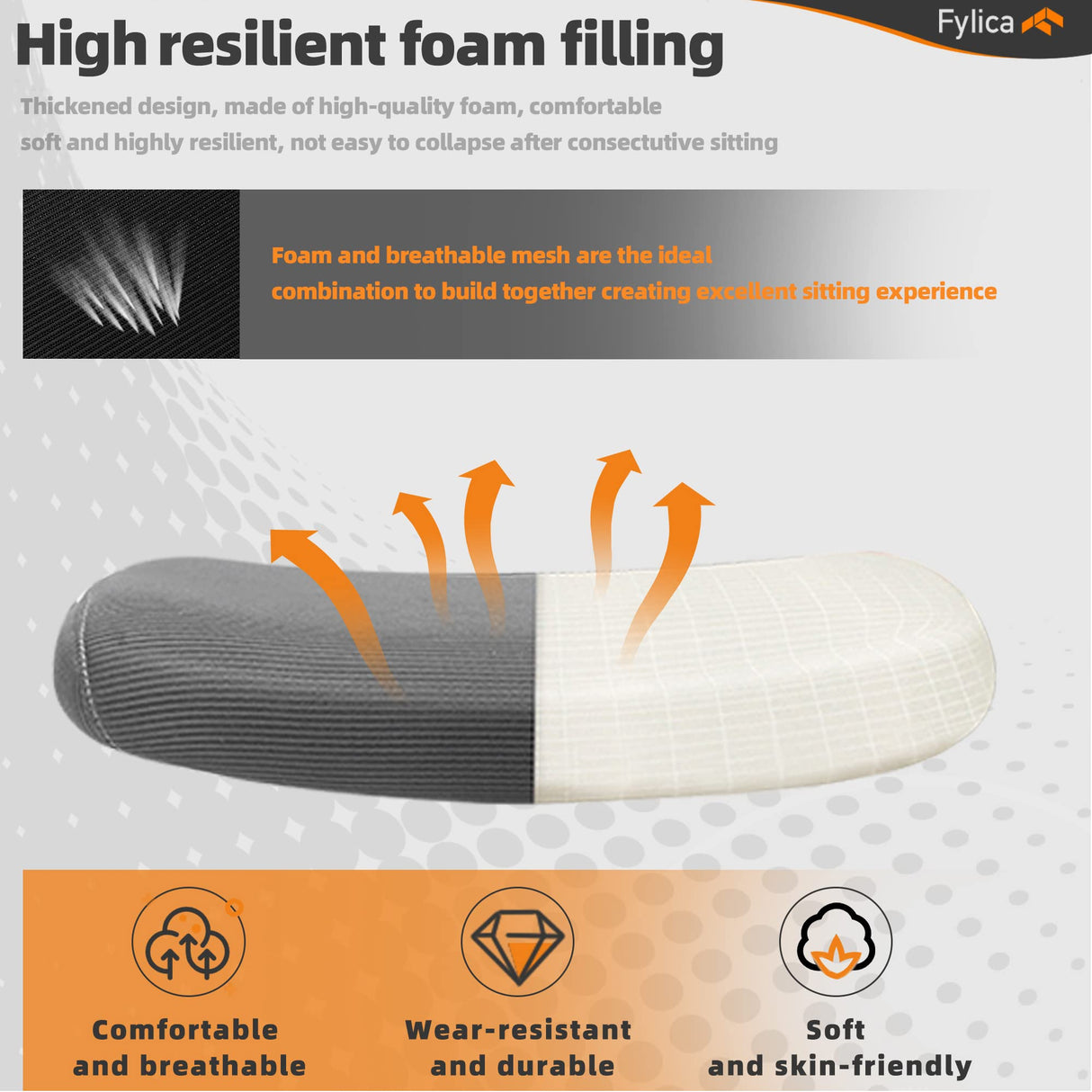 Ergonomic Office Chair, Comfortable Rotating Home Office Task Chair, Breathable Net Cloth Office Chair, Fixed Handrail Height Adjustable Lumbar Support Computer Chair (BLACK)