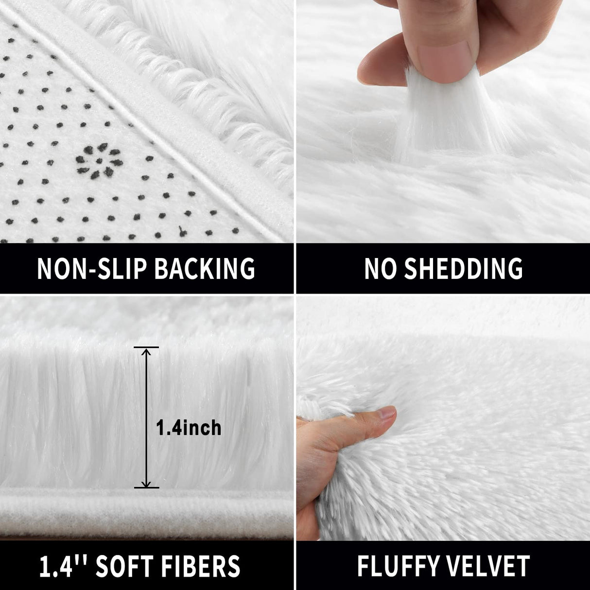 White Soft Area Rug for Bedroom,5x8.6,Fluffy Rugs,Shag Carpet for Living Room,Fuzzy Rug for Kids Baby Room,Furry Rug for Girls Boys Room,Large Anti-Slip Rug,White Carpet,Home Decor,Bedside Rug