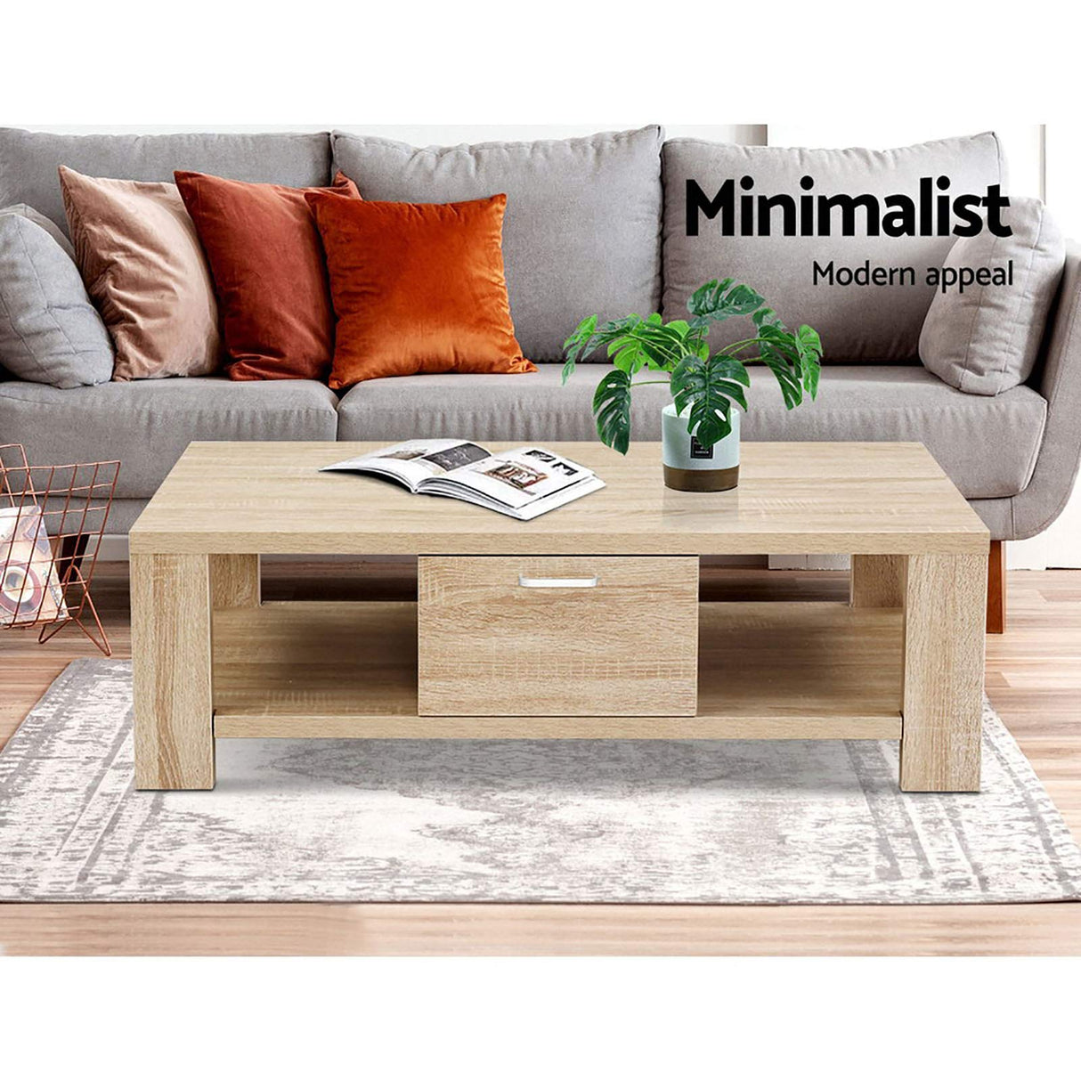 Artiss Wooden Coffee Table, Oak