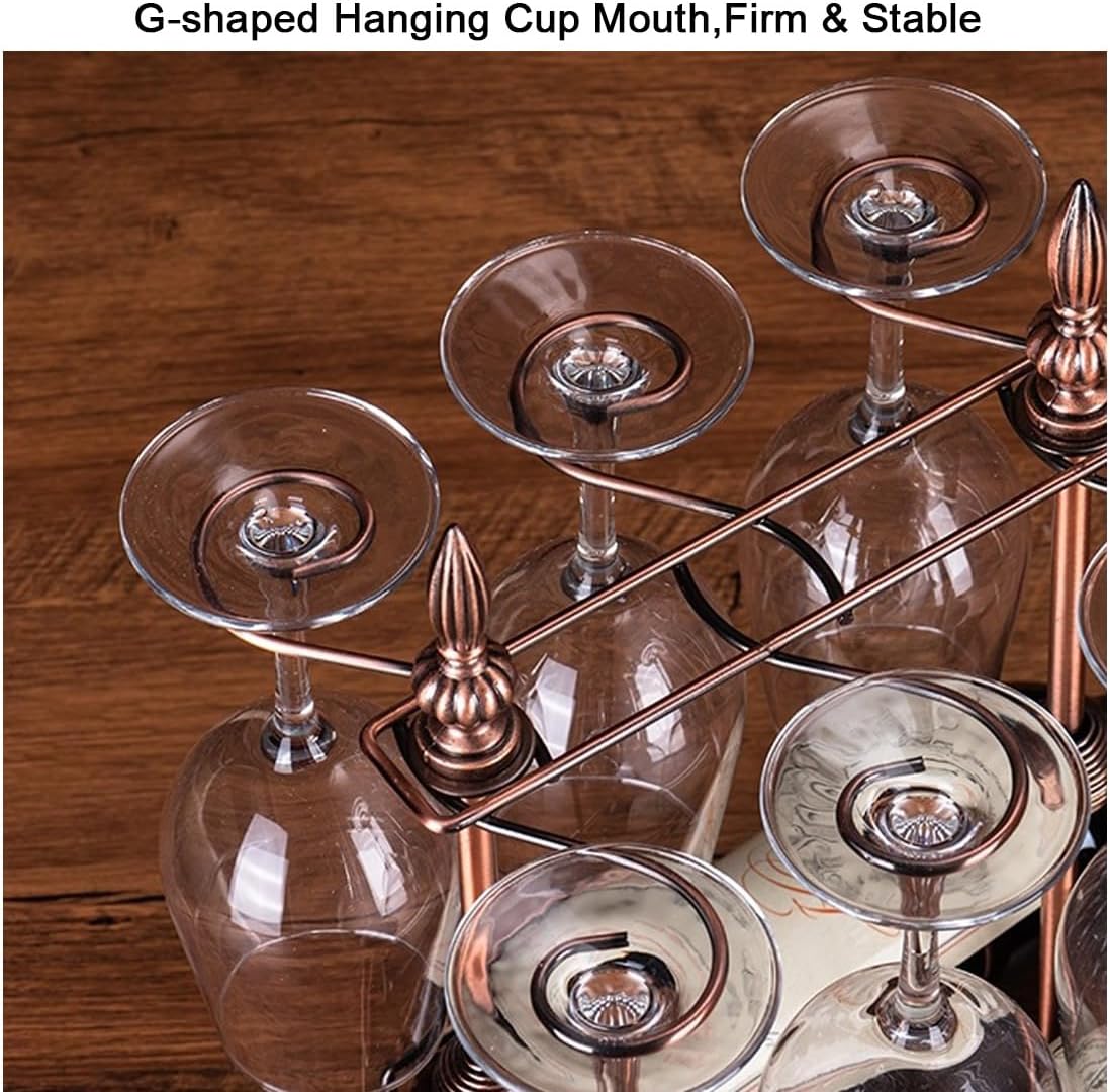 Wine Glass Holder Stand Wine Organiser Rack can Holds Up to 1 Decanter, 2 Bottles and 6 Glasses for Home Bar Furniture,Bronze