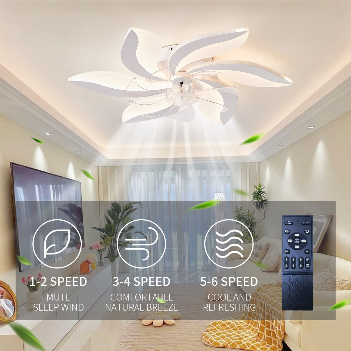 68cm Low Profile Ceiling Fans with Lights and Remote/APP Control,3 Light Color Changes,6 Wind Speed Modes,Flush Mount Ceiling Fan Light,Modern Ceiling Light with Fan for Bedroom/Study/Office…