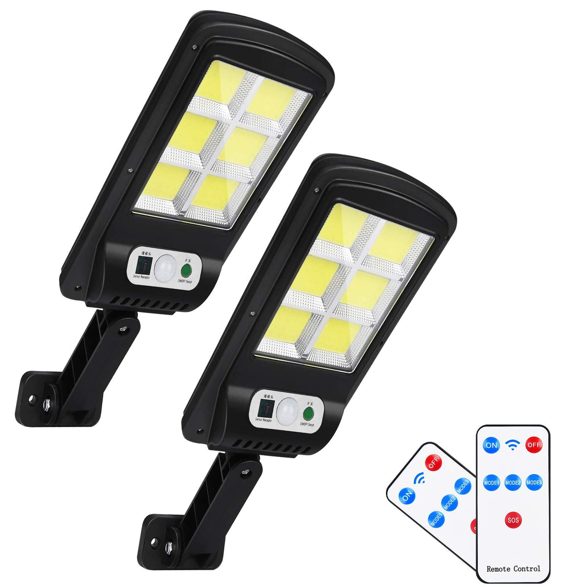 2-Pack 120-LED Solar Security Lights with Remote