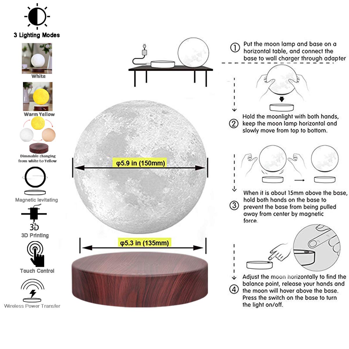 Levitating Moon Lamp
