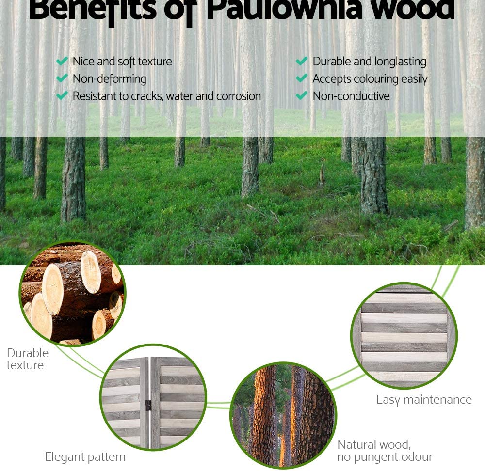 Room Divider 4 Panel Foldable Wooden Partition Privacy Screen Grey