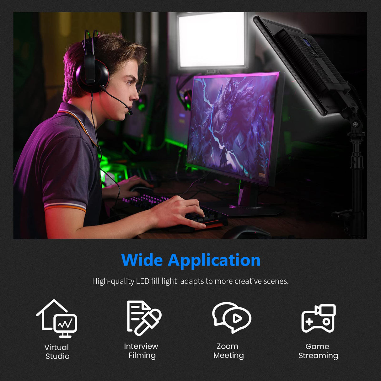 Neewer LED Video Lighting Kit with 70inch Light Stand, 2-Pack 384 LED Soft Video Light, Built-in Lithium Battery 3200K-5600K CRI 97+ Ultra-Thin On Camera Light Panel for YouTube Photography Shooting