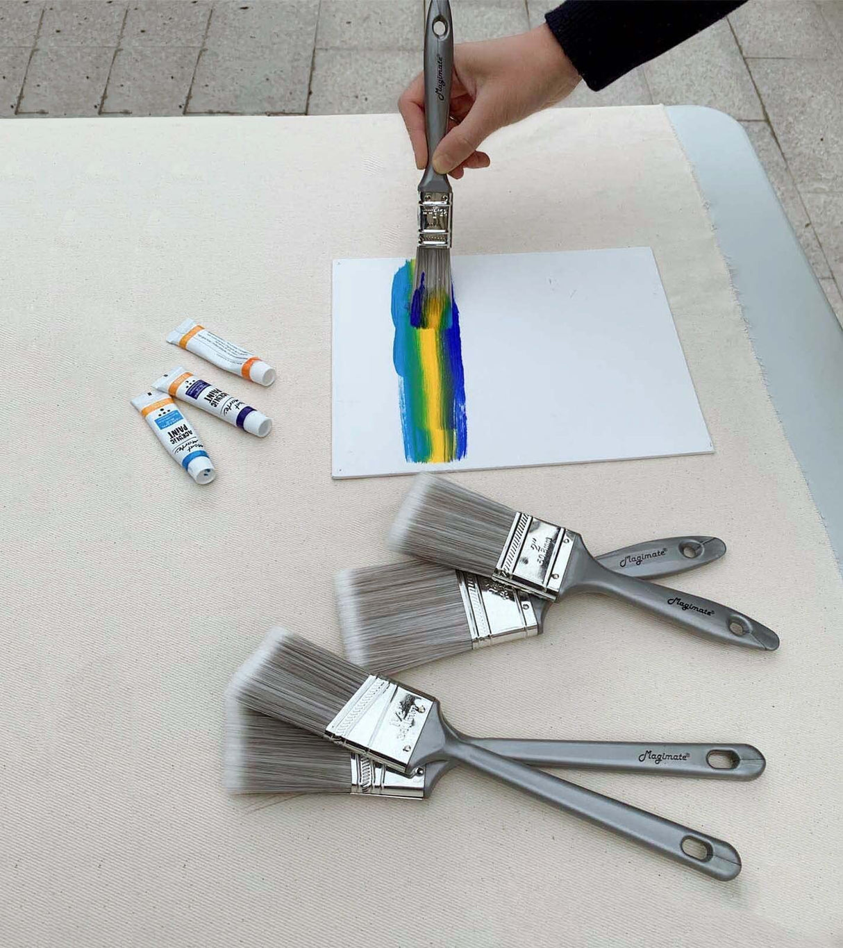 Paint Brushes Set, Angled Sash Stain Brushes Wall Flat Brushes for Arts and Home Improvement, Assorted Sizes (5-Pack)