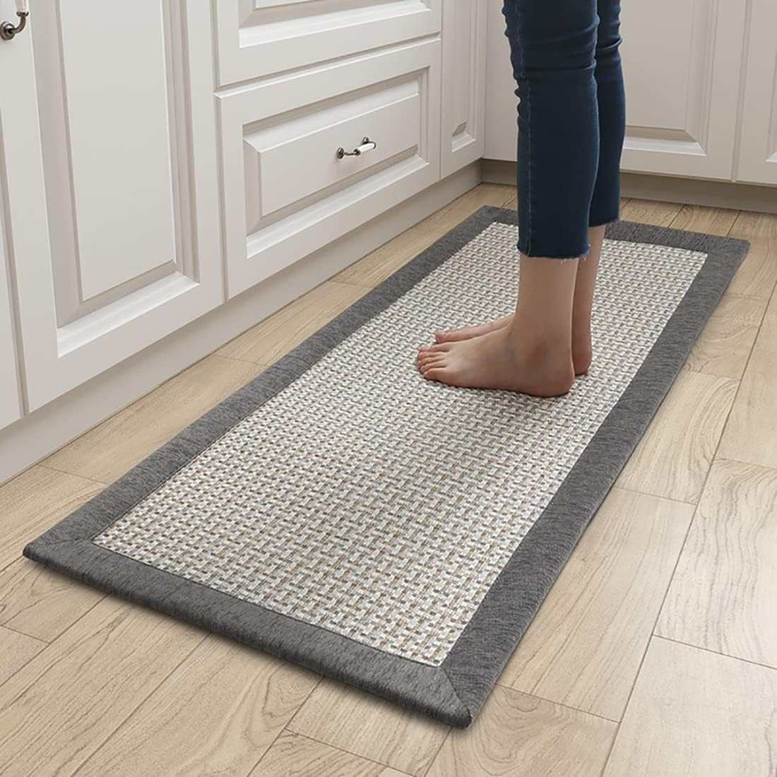 Kitchen Rugs and Mats Non Skid Washable, Absorbent Rug for Kitchen, Large Kitchen Floor Mats for in Front of Sink (Gray, 2PCS-(50x80cm+50x120cm))