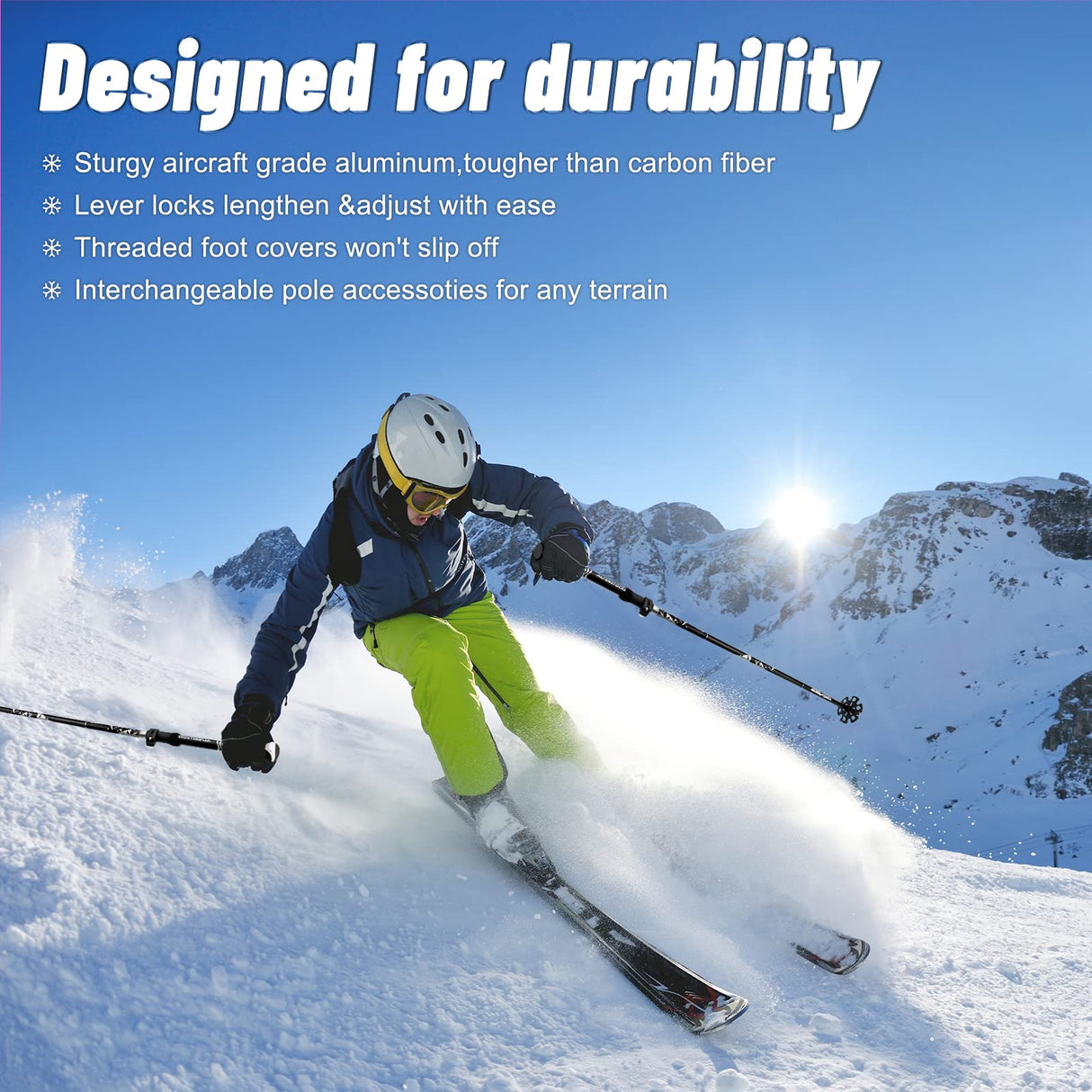 Trekking Poles 2 Pack Lightweight Telescopic Hiking Poles, Adjustable and Foldable Hiking Poles for Walking aid, Backpacking, Camping and Hiking