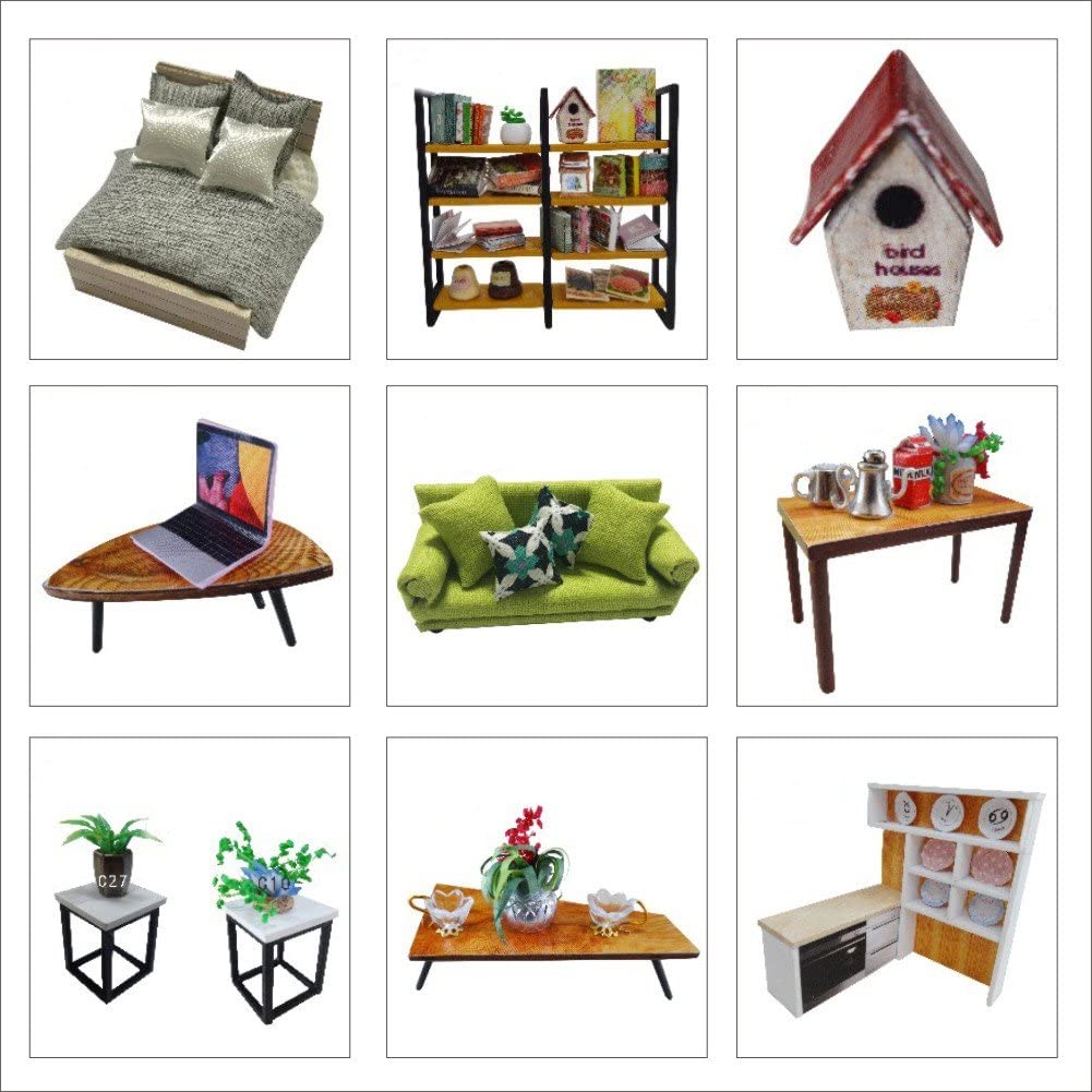 DIY Rotating Dollhouse Miniature with Furniture Kit