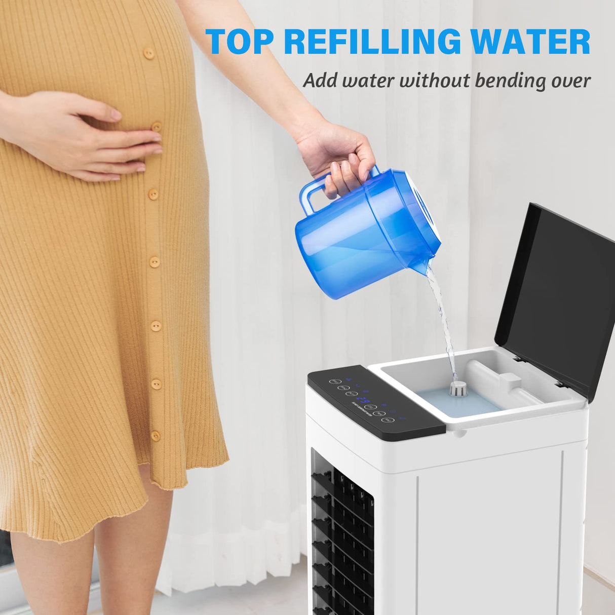 8L Evaporative Air Cooler, 3 in1 Portable Air Cooler Air Conditioner Fan 3 Speeds, w/Remote & 4 Ice Box, White