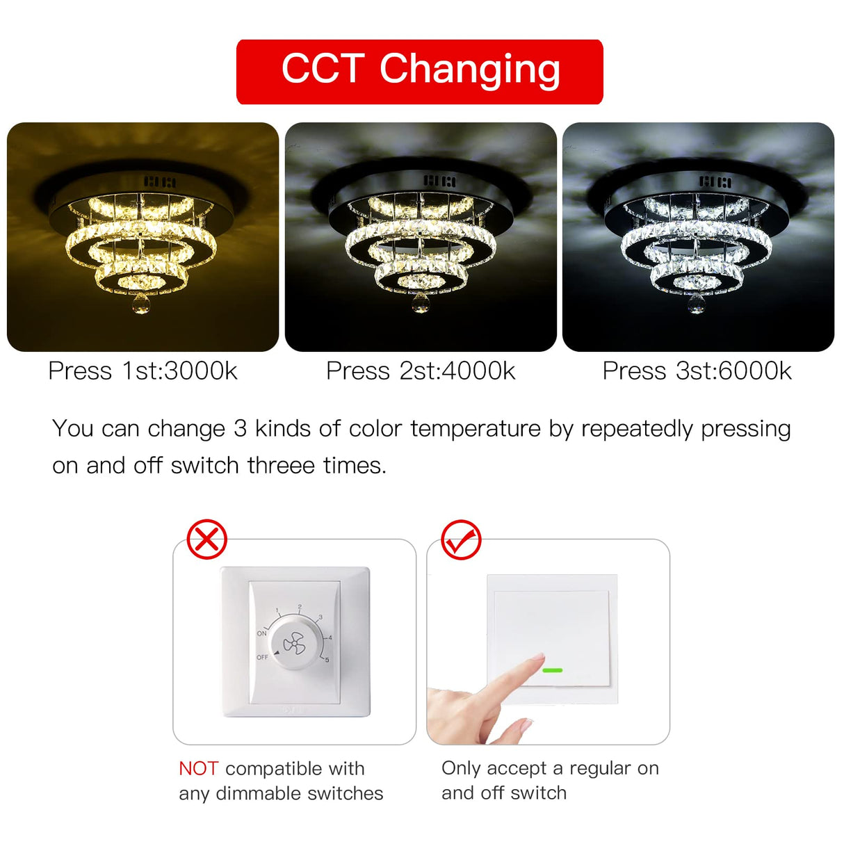 Crystal LED Ceiling Light, Ceiling Crystal Lamp Stainless Steel K9 Modern Flush Mount Lights Fixture 2 Layers Round Chandelier Ceiling Lamp for Dining Room Living Room Bedroom