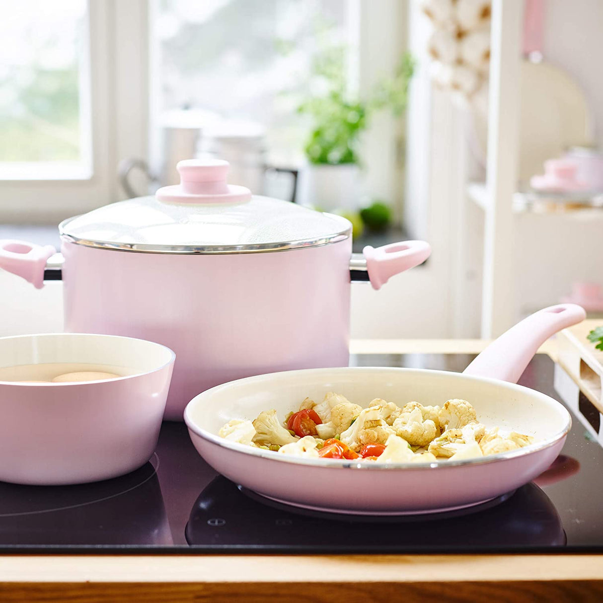 Soft Grip cookware Set-16pcs- Pink
