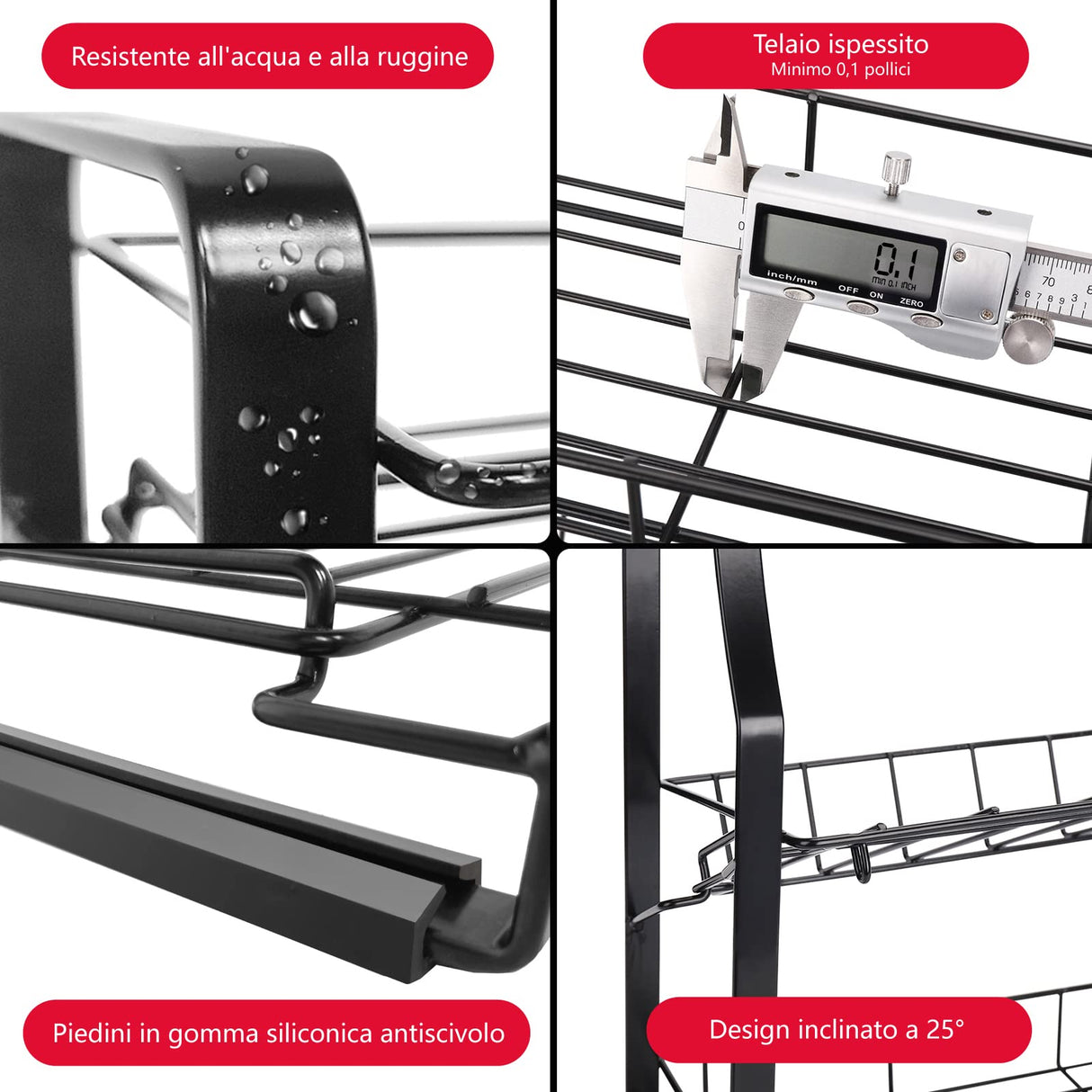 Spice Rack - 3 Tiers Countertop Kitchen Organizer Storage Rack Seasoning Storage Basket, Workbench Storage Basket, 17" x 7" x 16.5".