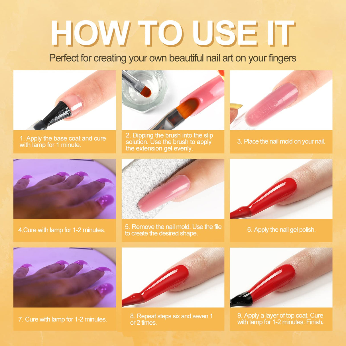 Gel Nail Starter Kit for Beginner,6 Pcs Gel Nail Polishes 3 Colors Poly Extension Gel 16 W Mini Nail Lamp for Nail Builder and Base Coat Top Coat Gel Nail Polish Manicure Tools Starter Kit Complete