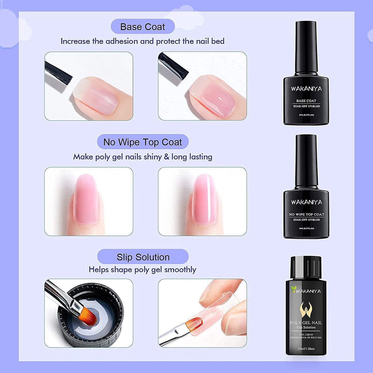 Poly Gel Nail Extension Kit with Lamp, 10 Glitter Colors Quick Nail Builder Gel Enhancement Set, Easy Poly Nail Gel Kits with Rhinestones, Nail Forms for Starters DIY Nail Art