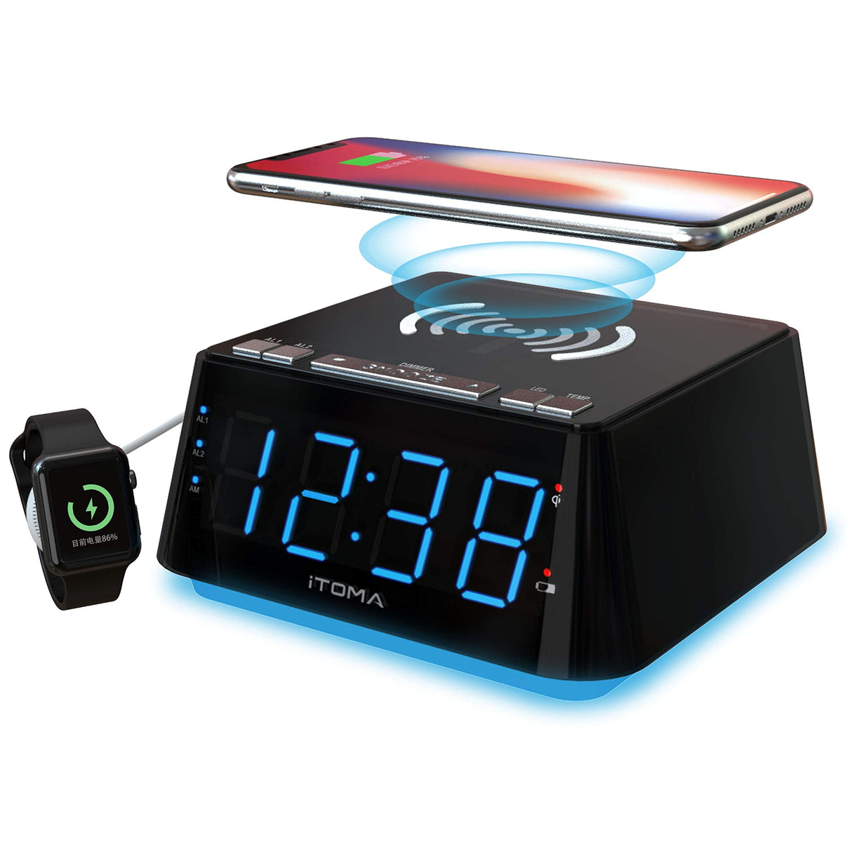 Wireless Phone Charging Alarm Clock