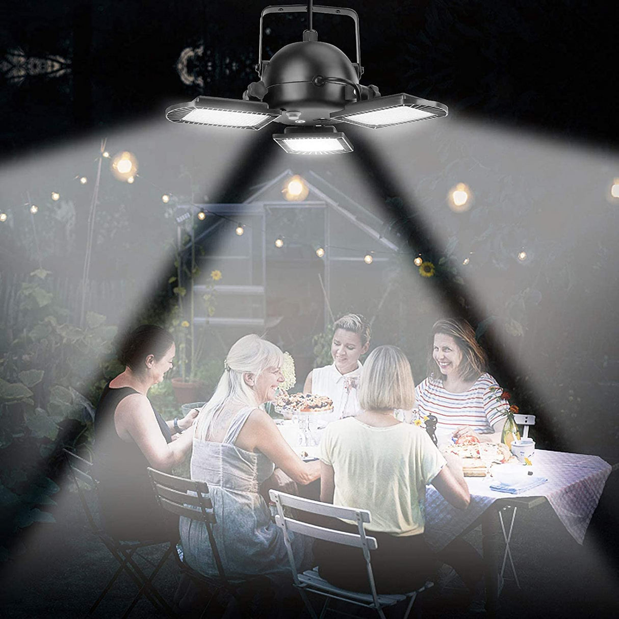 Solar Pendant Lights Outdoor Indoor 800LM 60LED Solar Powered Shed Light 3 Leaf Adjustable Solar Security Lights with Remote for Home Garage Garden Barn Tent