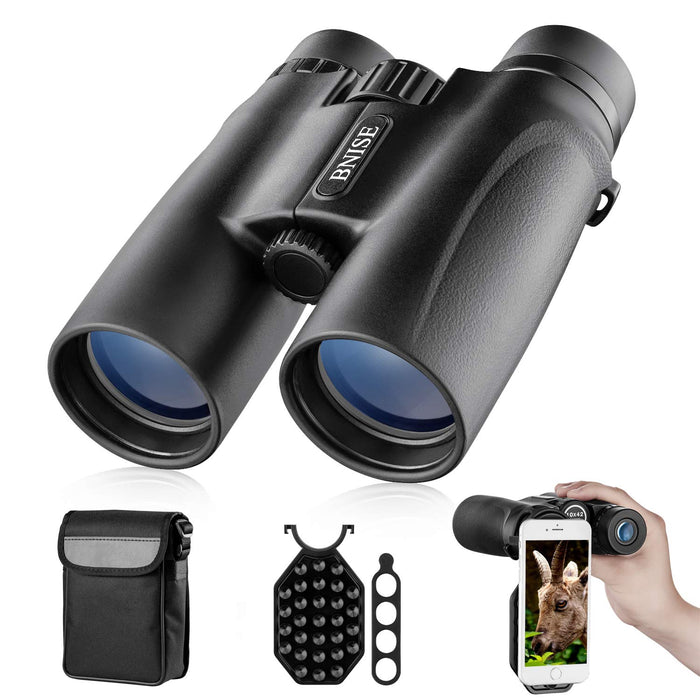 10x42 Roof-Prism Binoculars with Phone Adapter & Carry Bag