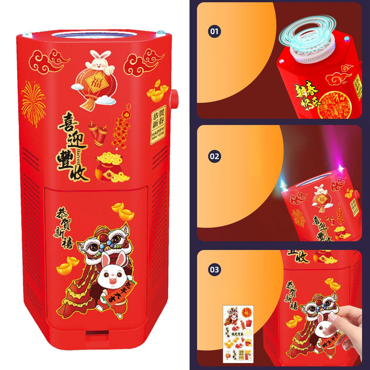 Automatic Firework Bubble Machine for Celebrations, Chinese Portable Lighted Bubble Maker Portable Bubble Blower for Party, Wedding, Camping, New Year Party Gifts