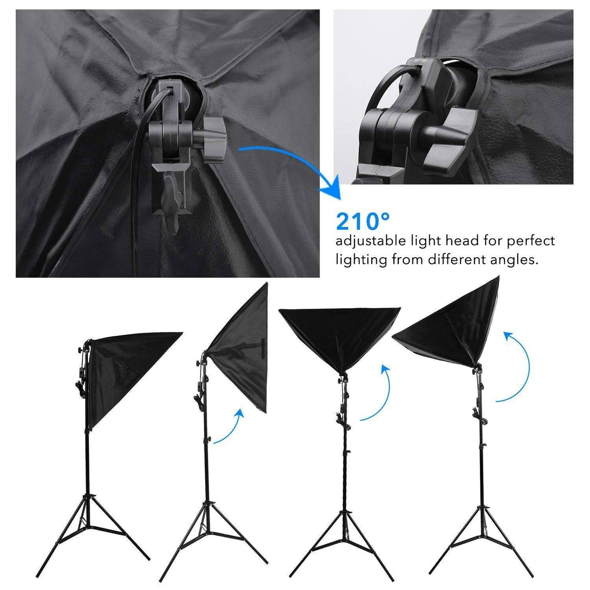 3-Softbox Continuous Lighting Kit with Boom Arm