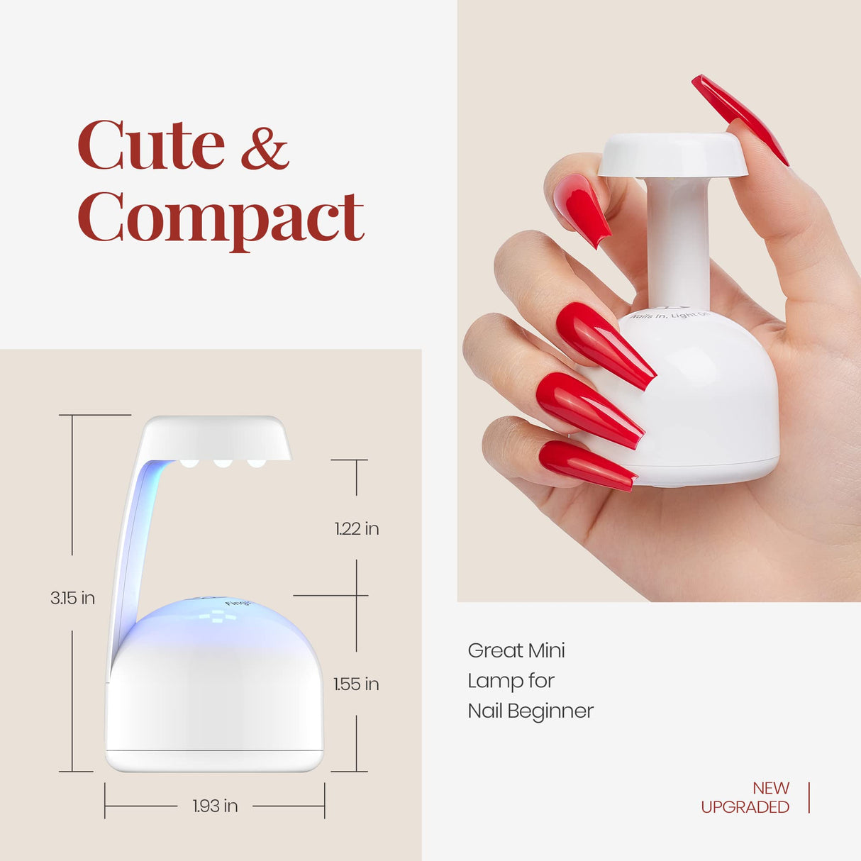 Mini Nail LED Lamp, Innovative Gel Nail Lamp with Smart Sensor for Easy and Fast Nal Extension System, Manicure UV LED Light for Gel Nail Art Flash Curing Lamp DIY Nail Art