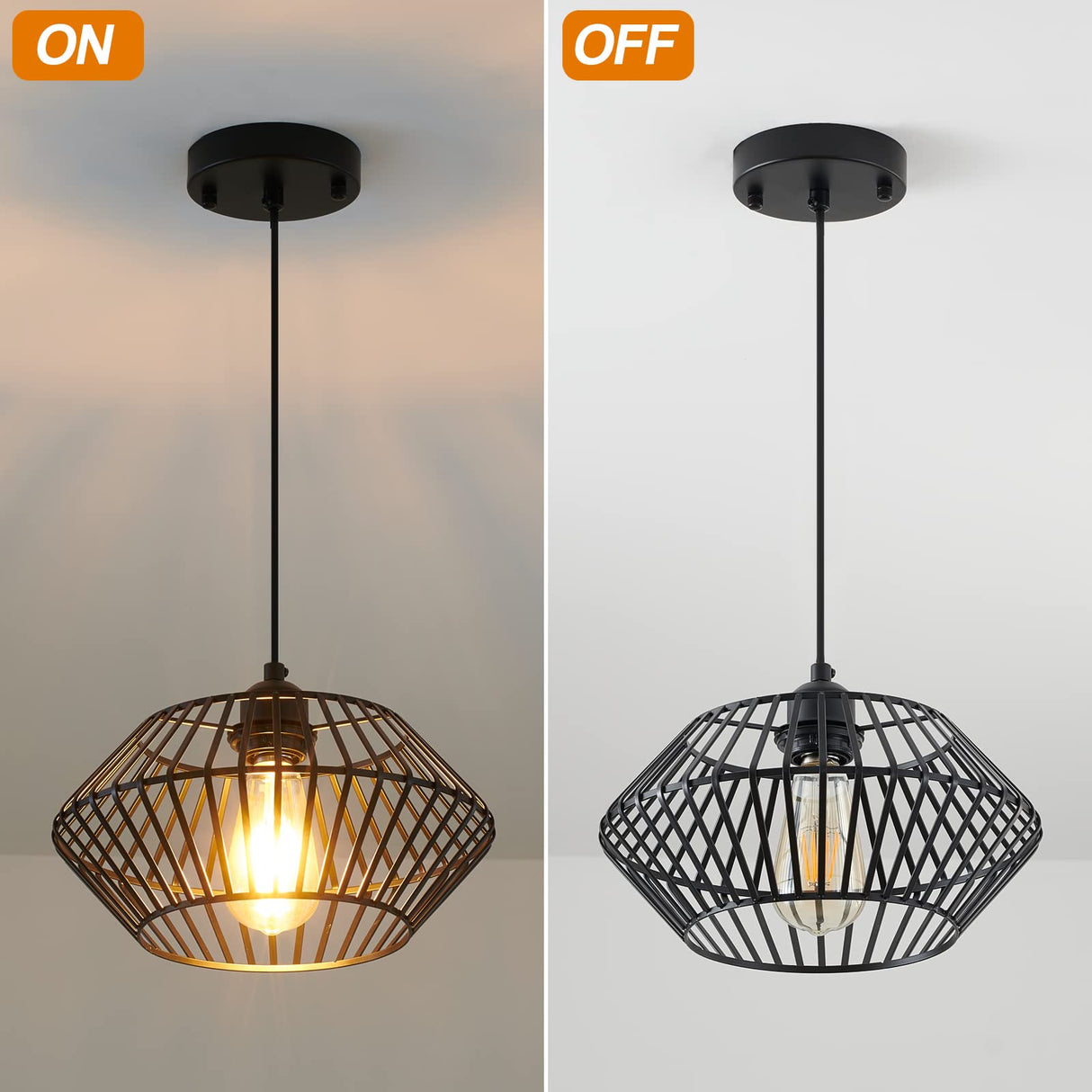 Modern Black Pendant Light, Industrial Pendant Light Fixture, Adjustable Metal Hanging Pendant Lights, Farmhouse Pendant Lighting for Kitchen Island, Hallway