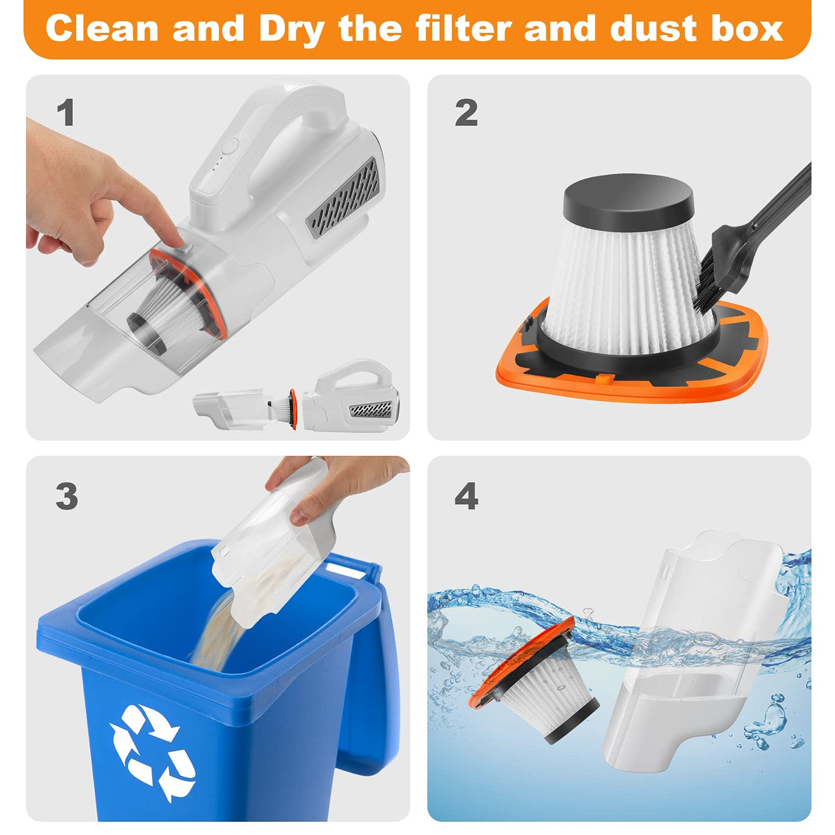 Car Vacuum, 2 Speed Handheld Vacuum, 7500Pa Strong Power Suction,2000mAh Battery Rechargeable,Auto Portable Lightweight Handheld Vacuum Cordless for Car Home Office,Wet & Dry Clean