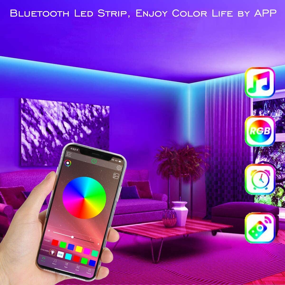 Bluetooth LED Strip Lights-Waterproof 10m