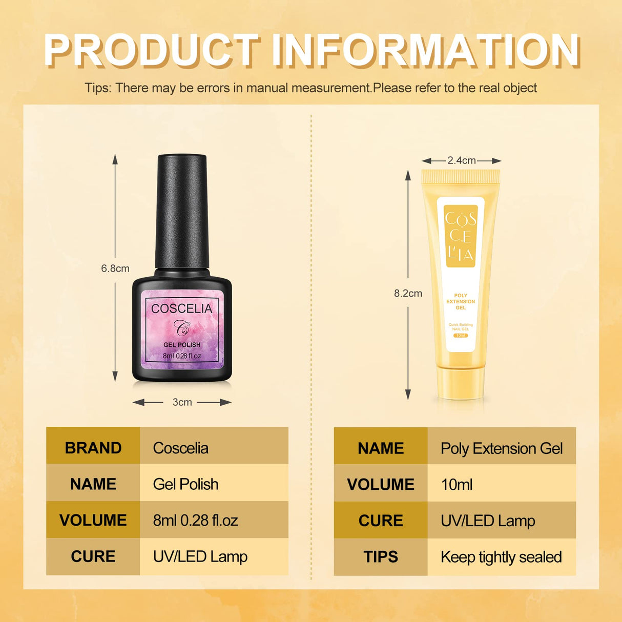 Gel Nail Starter Kit for Beginner,6 Pcs Gel Nail Polishes 3 Colors Poly Extension Gel 16 W Mini Nail Lamp for Nail Builder and Base Coat Top Coat Gel Nail Polish Manicure Tools Starter Kit Complete