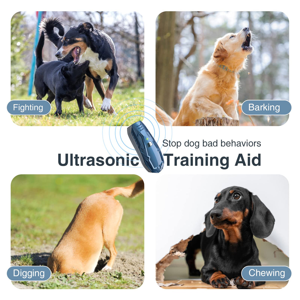 Anti Barking Device, Handheld Ultrasonic Dog Barking Control Devices 16.4Ft Rechargeable Dog Barking Deterrent Device Dog Training Stop Barking No Bark Safe for Dog Indoor Outdoor Anti-Barking Device