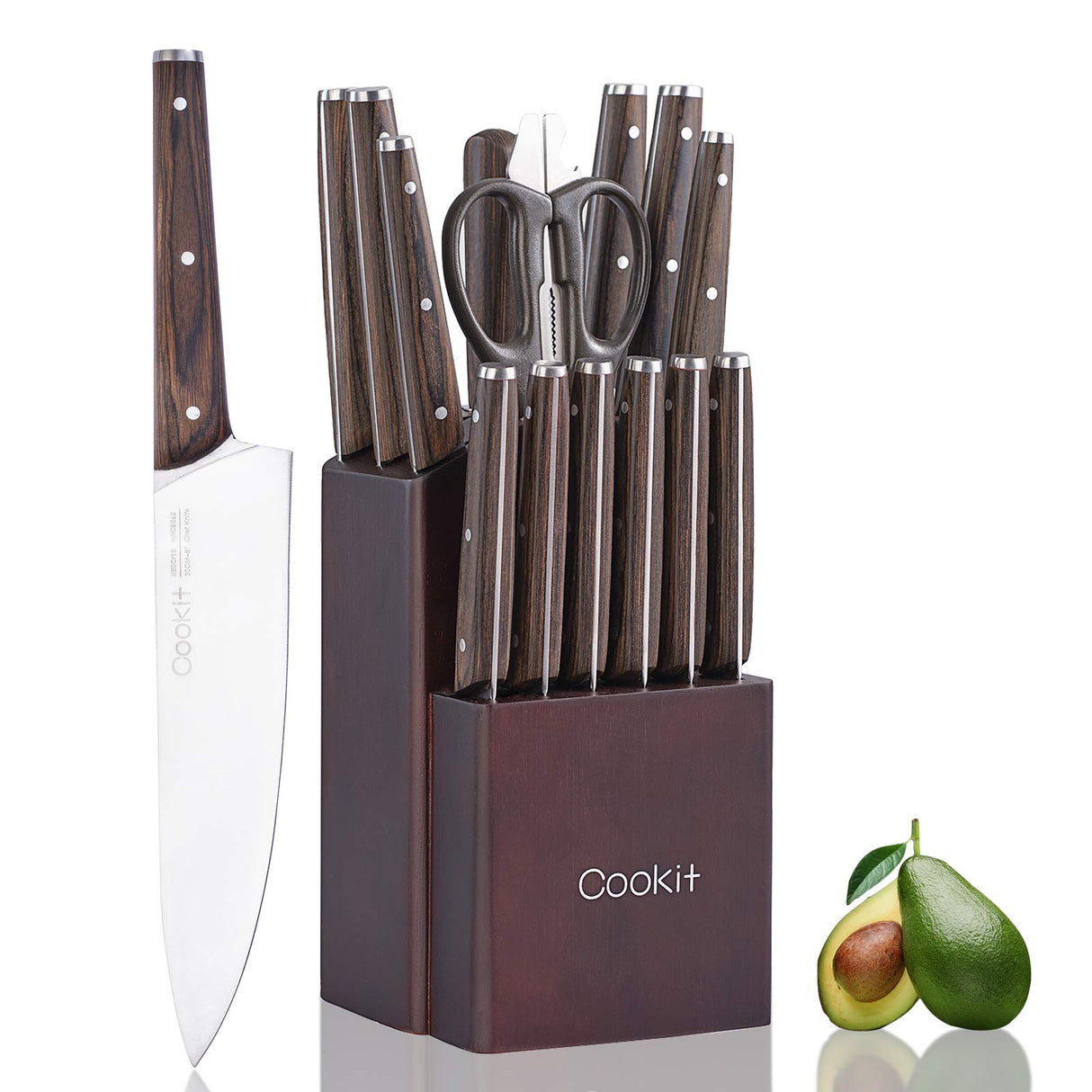 15 Piece Kitchen Knife Sets with Block