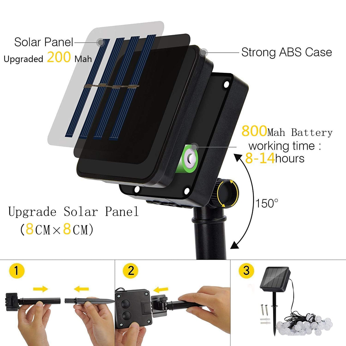 Solar String Lights Outdoor 50LED