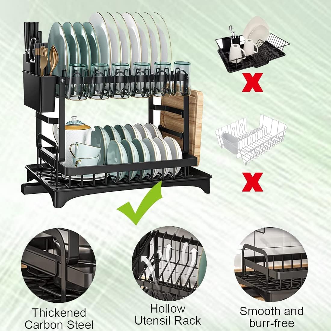Kitchen Storage Rack, Multifunctional Dish Rack, Tableware Storage Rack, Tableware Drain Rack, Kitchen Utensil and Dish Storage, Chopstick Storage, Knife Holder, Cup Holder