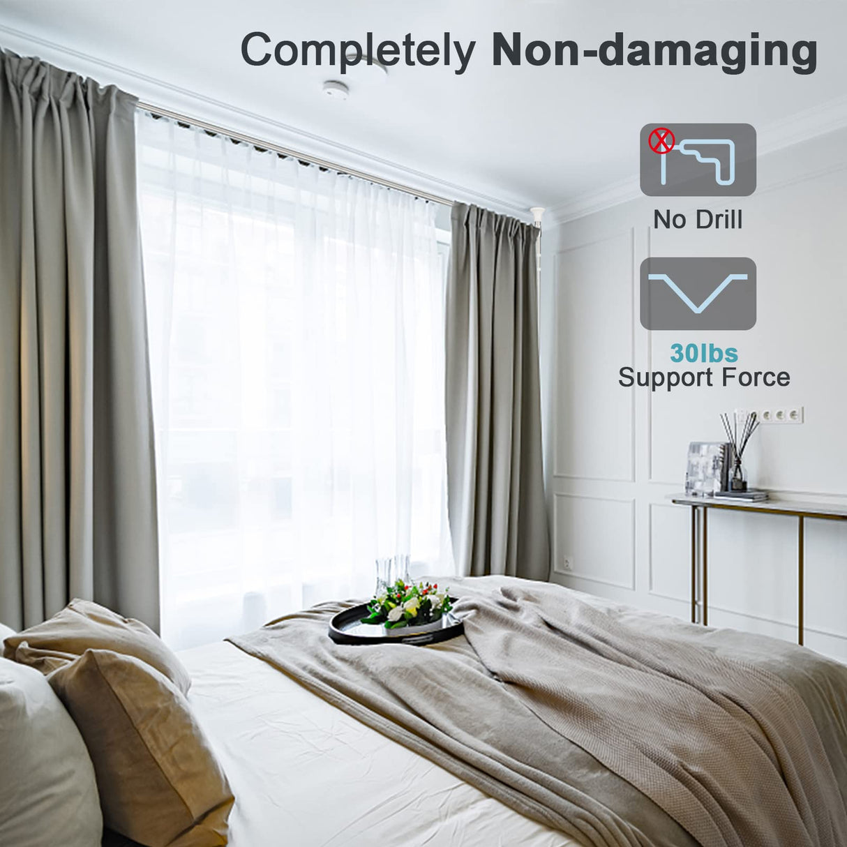 Curtain Divider Stand - 48 to 72 inches Expandable Room Divider,Damage Free Freestanding Vertical Tension Stand