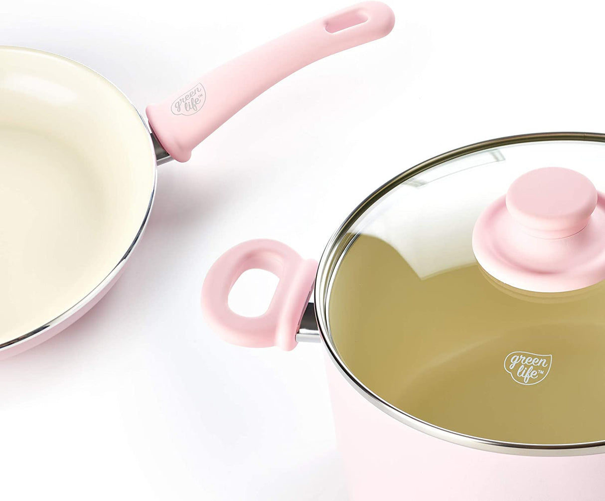 Soft Grip cookware Set-16pcs- Pink